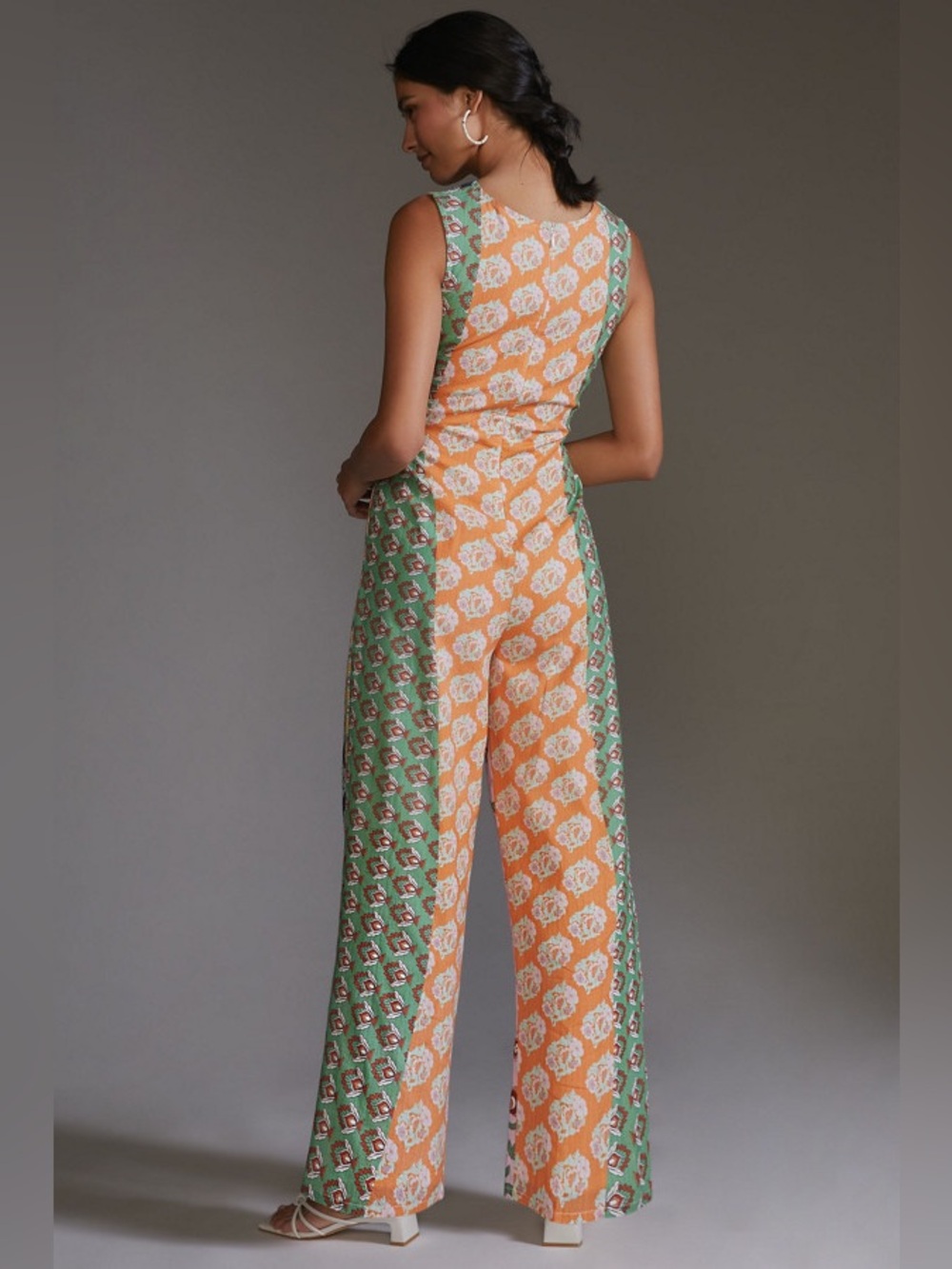 Anthropology Llani Floral Patchwork Cutout Jumpsuit in Pink, Navy & Yellow Sz M - Picture 2 of 9